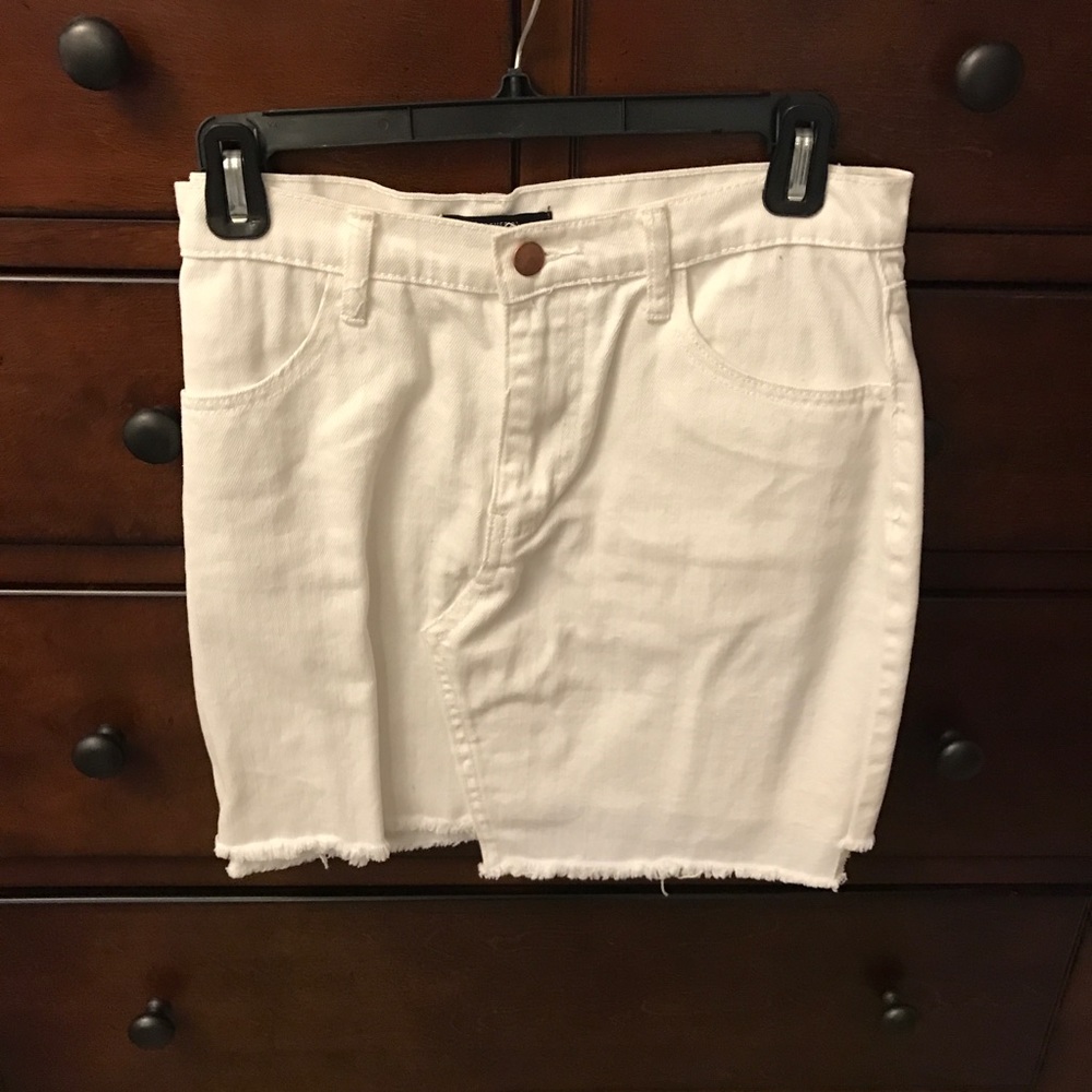White Asymmetrical Jean Skirt
